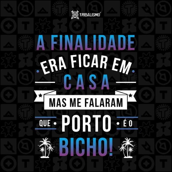 A finalidade era ficar em casa mas me falaram que Porto é o bicho