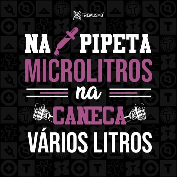 Na pipeta microlitros na caneca vários litros